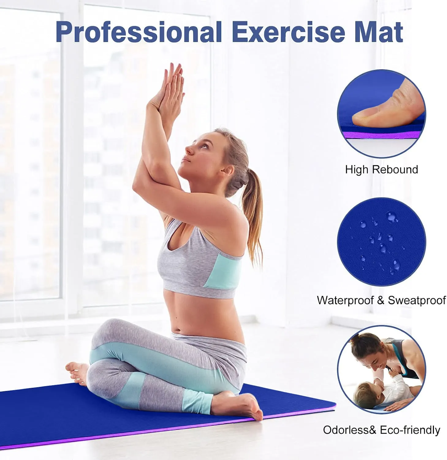 WErFIT TPE Yoga Mat for Gym Workout and Flooring Exercise for Men & Women, Blue 6 mm Yoga Mat