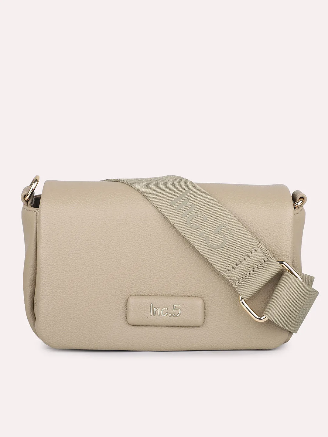 Women Beige Solid Sling Bag