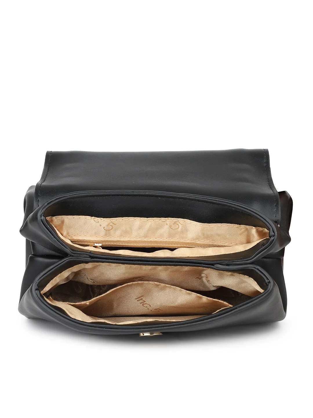 Women Black Structured Sling Bag