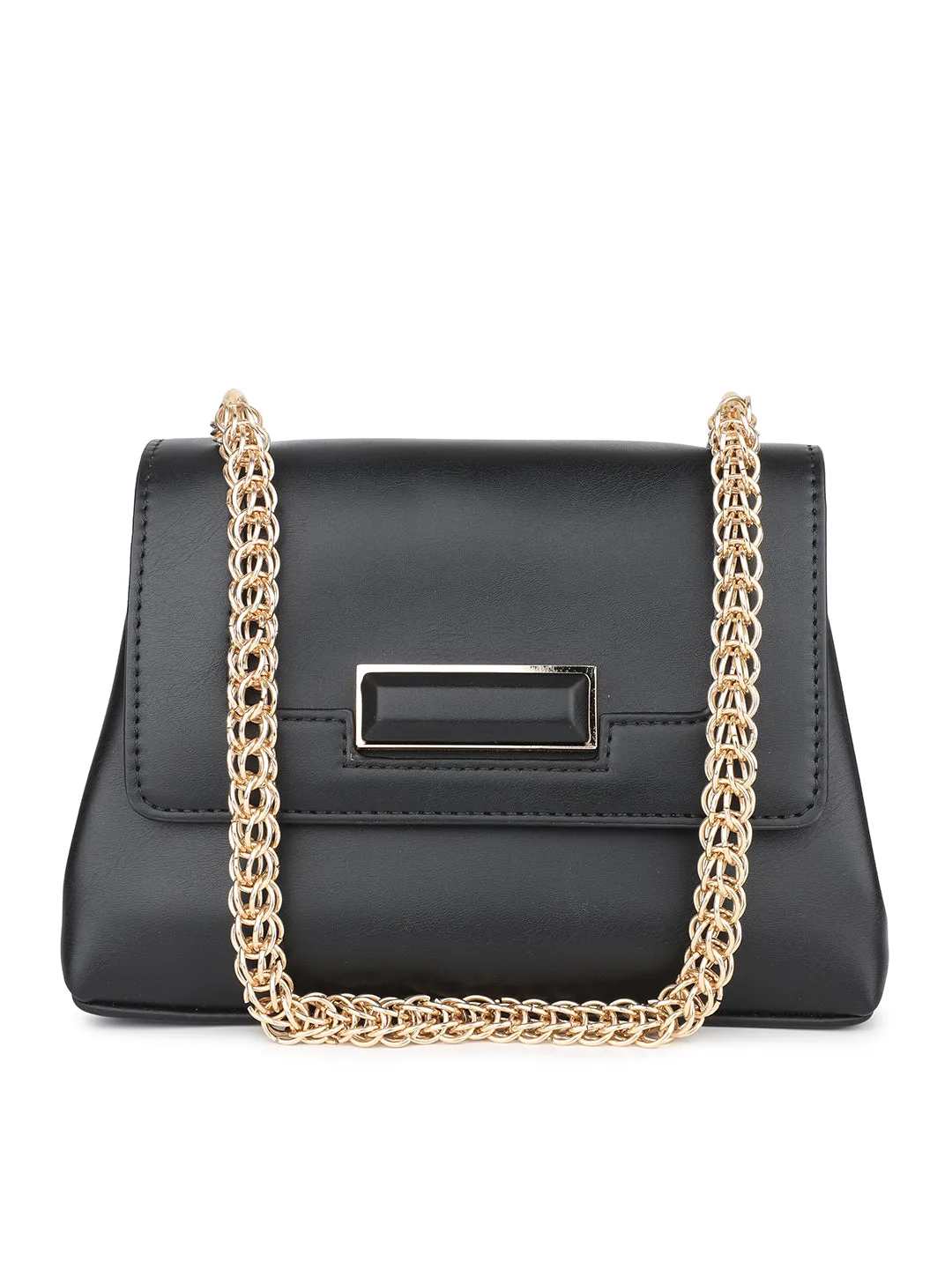 Women Black Structured Sling Bag