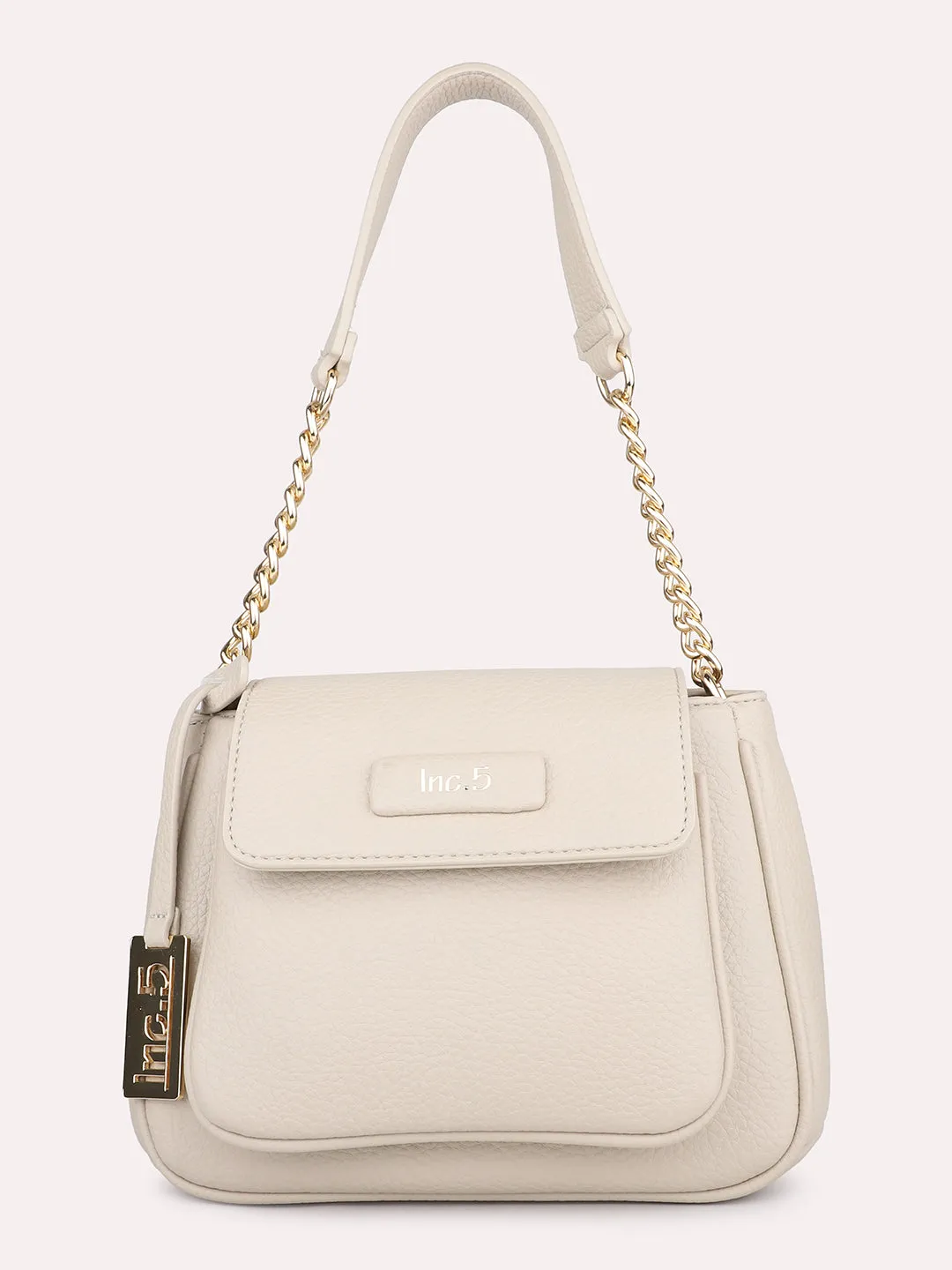 Women Off White Solid Structured Sling Bag