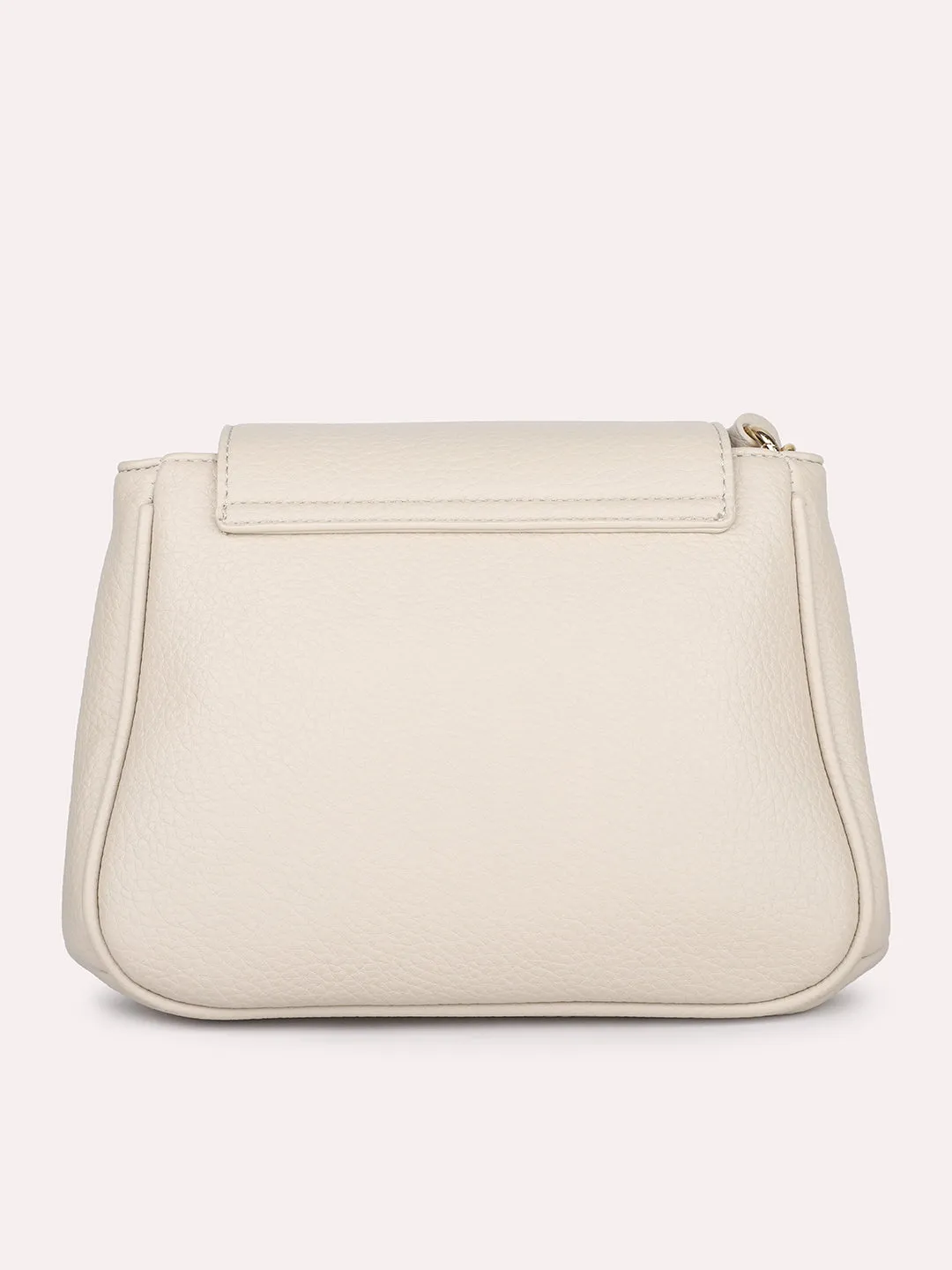 Women Off White Solid Structured Sling Bag