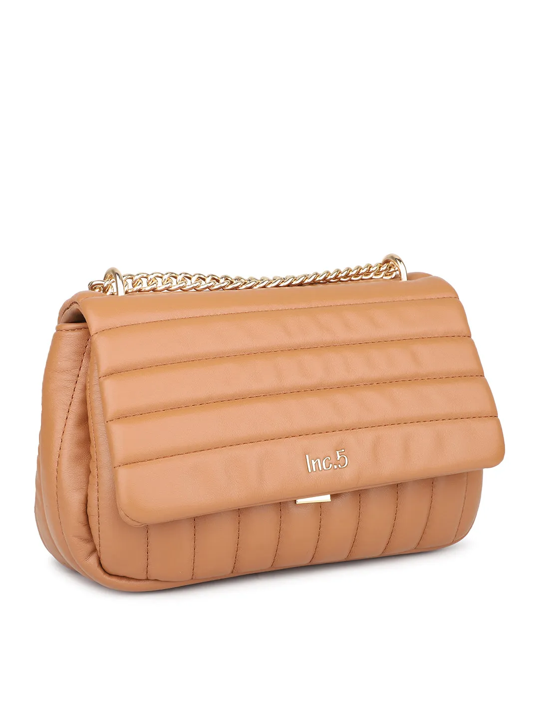 Women Tan Quilted Sling Bag