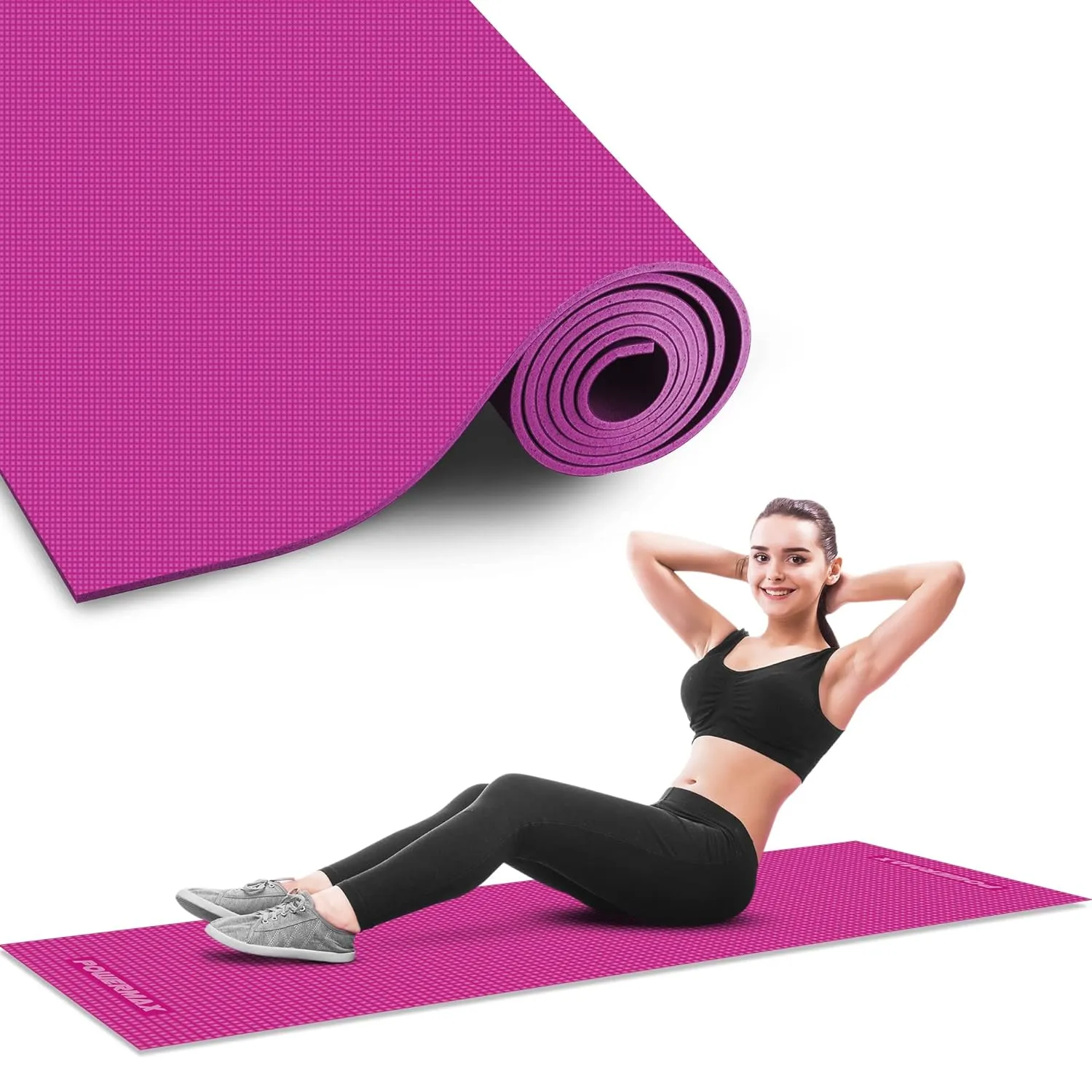 YE6-1.1-PK 6mm Thick Premium Exercise Yoga Mat for Gym Workout [Ultra-Dense Cushioning | Tear Resistance & Water Proof] Eco-Friendly Non-Slip Yoga Mat for Gym and Any General Fitness