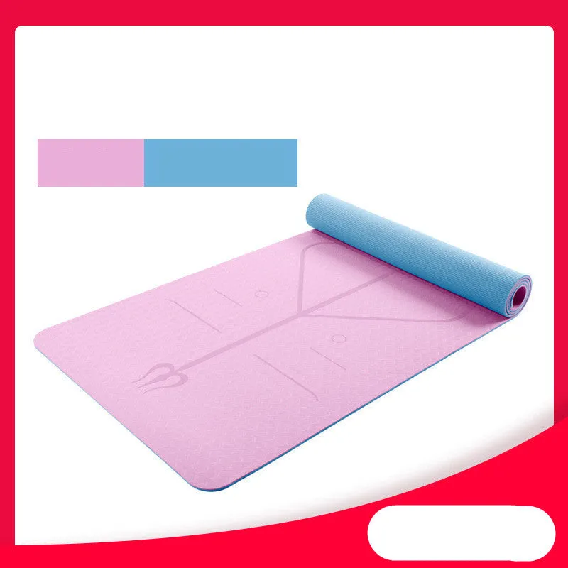 Yoga Mat Two-Color 6Mm Posture Line Yoga Mat Fitness Mat